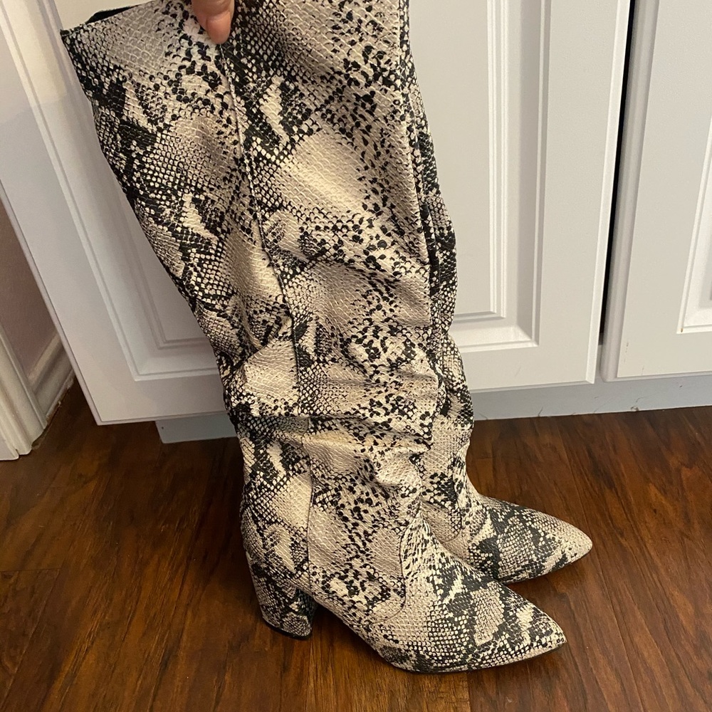 Faux- snakeskin boots